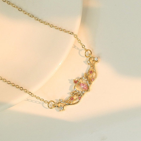 Cute Princess crown pendant with gold plated necklace