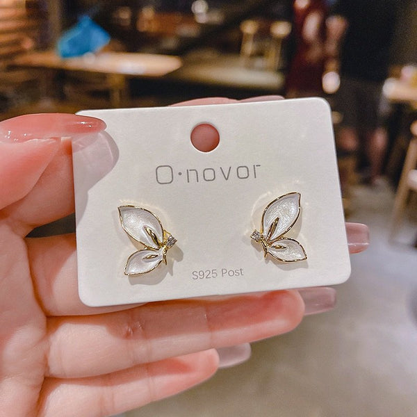 Korean style gold plated Cute half butterfly stud earrings