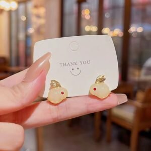 Cute Bunny Stud Earrings for Women & Girls | Gold Plated Minimal Korean Style Jewelry