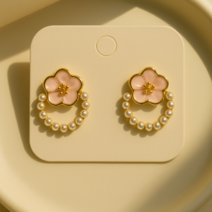 Cherry Blossom Pearl Stud Earrings