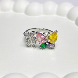 Butterfly multicolour adjustable ring
