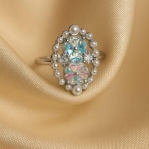 Rainbow flower adjustable ring