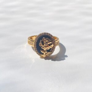 vintage black rose adjustable ring