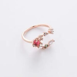 Rose gold lucky moon adjustable ring