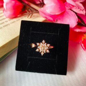 Rose gold snow flake spinner adjustable ring