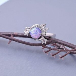 natural purple opal adjustable ring