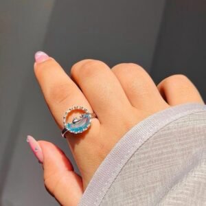 ocean whale light luxury zircon ring