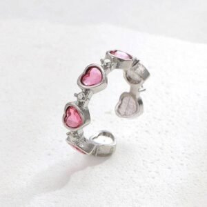 one pink girly heart open adjustable ring