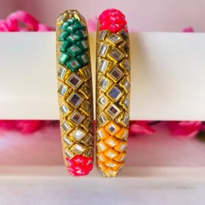 pair of multicolour kundan bangles (2 bangles)