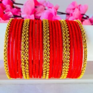 redvelvet glass bangles with golden bangles (2 dozen)