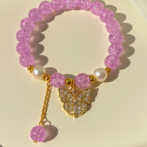 Butterfly Charm Purple Bracelet Earrings