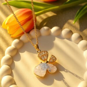 Stainless Steel Crystal Butterfly Necklace Earrings