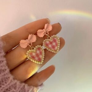 Romantic Pink Heart Dangle Earrings