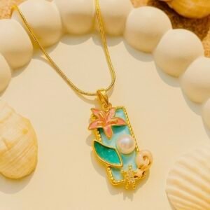 Stainless Steel Flower Pearl Necklace