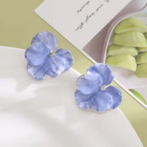 Blue Bloom Flower Stud Earrings