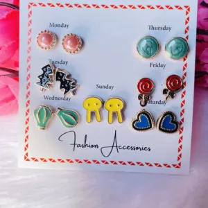 7 pair multicolour cute stud earrings combo