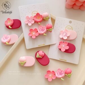 Cute Pink Blossom Hair Clips Set (2 pcs)