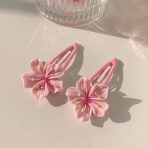 Cherry Blossom Floral Snap Hair Pins Set (2 pcs)