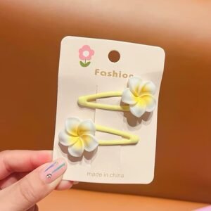 Cute Yellow Frangipani Floral Hair Pins Set (2 pcs)