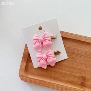 Kawaii Pink Bow Hair Clips Set (2 pcs)