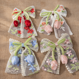 Elegant Tulip Lace Hair Bow pins