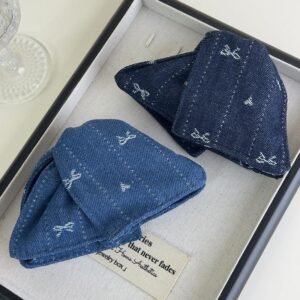 Elegant French Style Denim Bow Hair Claw Clip