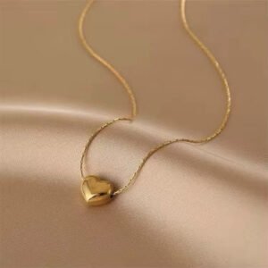 Stainless Steel Minimal Heart Necklace Earrings
