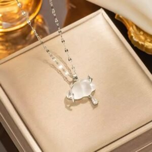 Stainless Steel Cloud Hanging Stone Necklace Earrings
