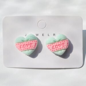 Green Heart Love Stud Earrings