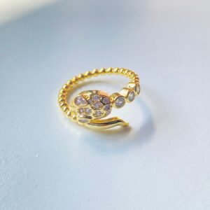 Golden Snake Zircon Adjustable Ring Earrings
