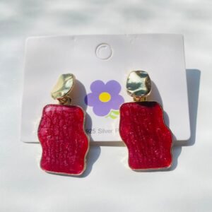 Glitter Geometric Red Earrings