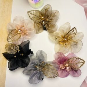 Hair Pin And Hair Clutches Golden Color With Stone 2 Pcs Earrings