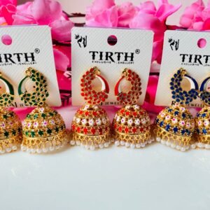 Meenakari gold plated peacock large Jhumkha earrings