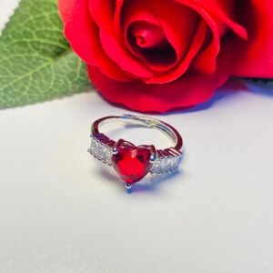 Snow White love heart Adjustable ring - red